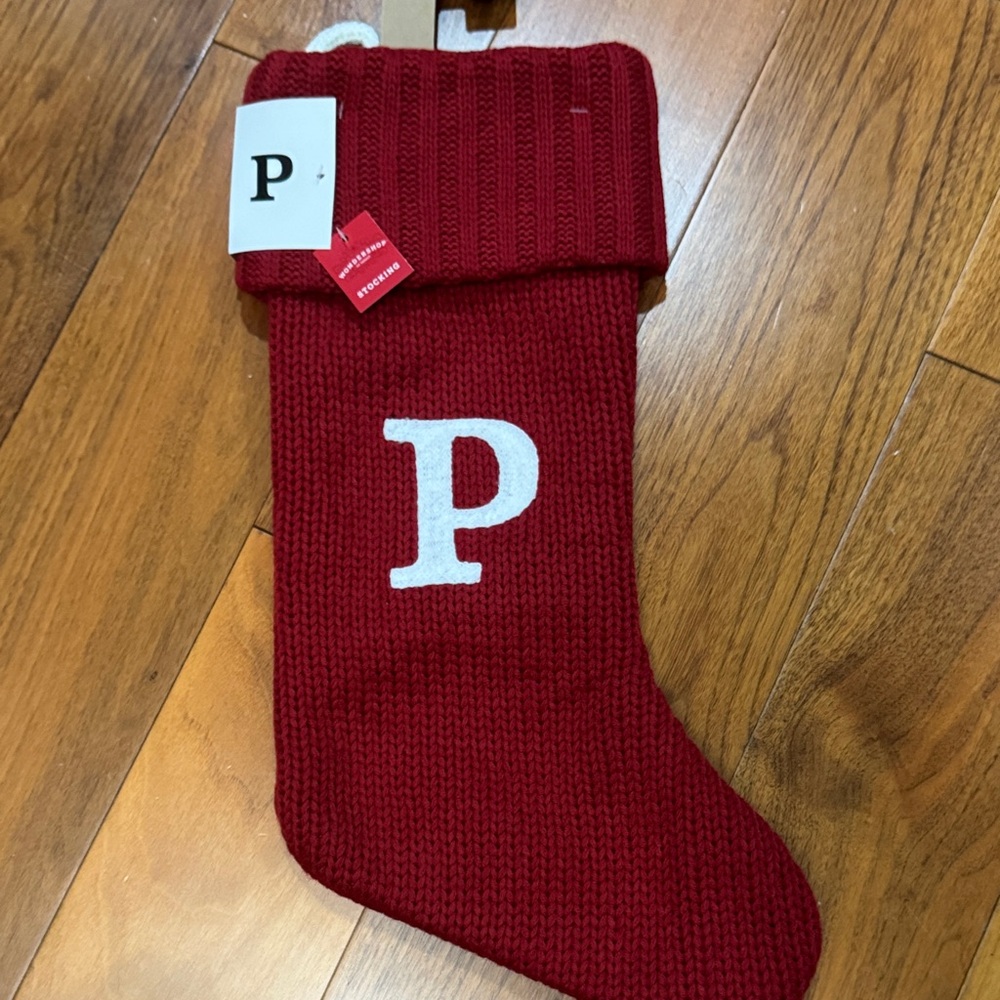 Wondershop Red Knit Stocking with White Letter 'P'
